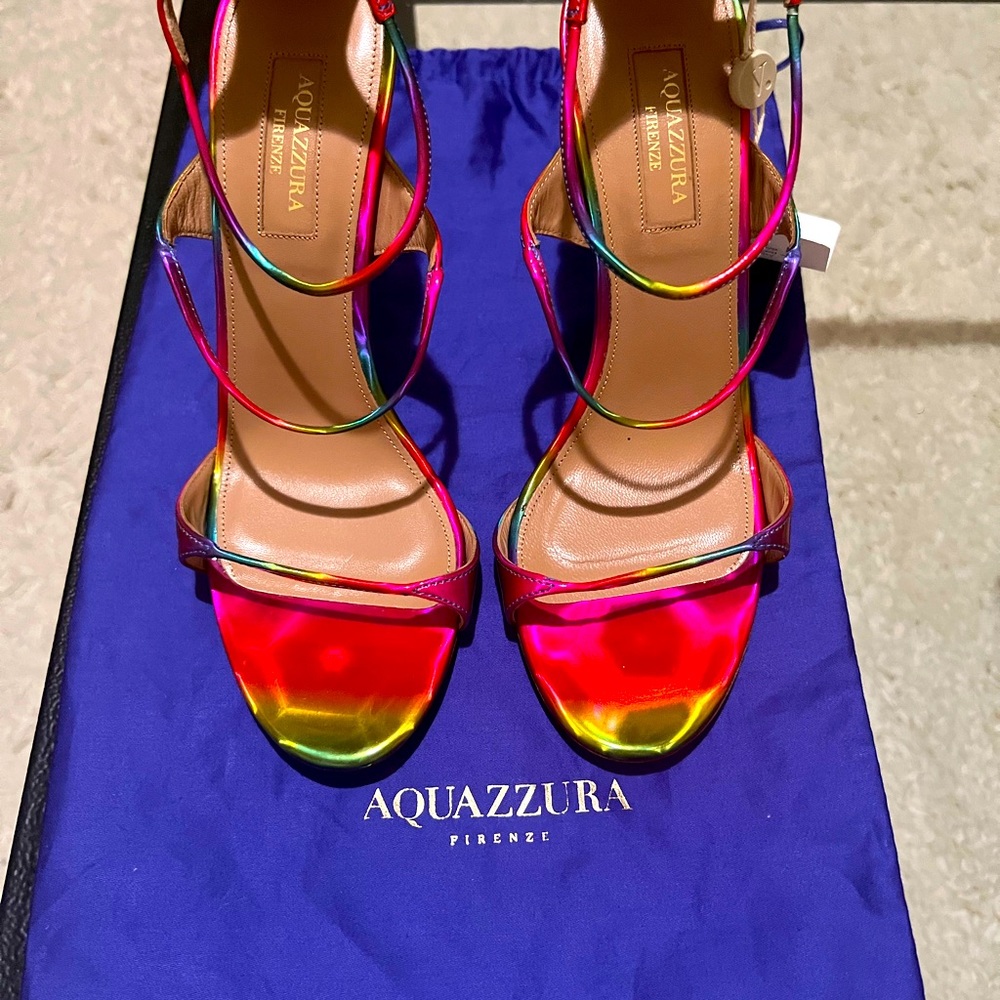 Aquazzura, multicolor leather sandals 37.5 IT